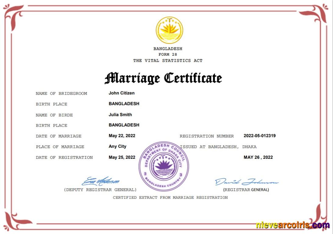 Bangladesh marriage certificate